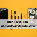 puhelimen näytön korjaus